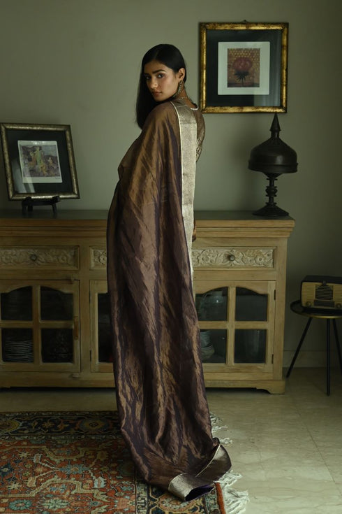 Noor plum tissue sari