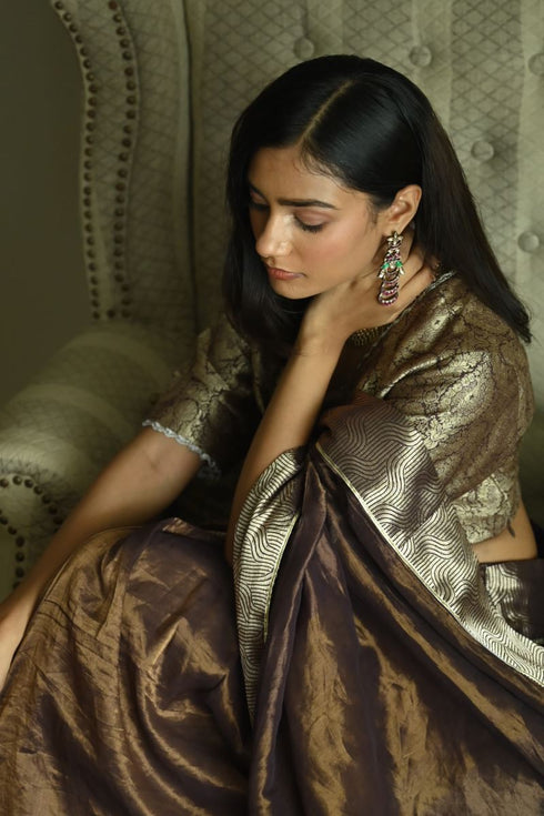 Noor plum tissue sari