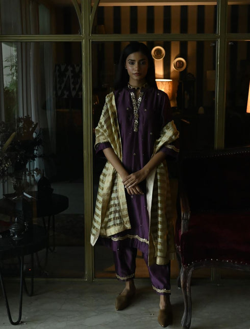 Noor purple chitkan kurta with salwar