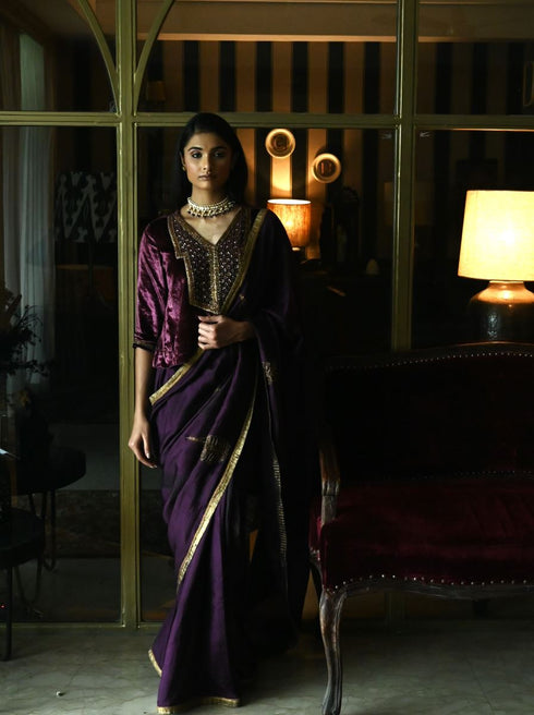 Noor purple jamuni patta sari