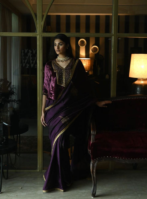 Noor purple jamuni patta sari