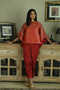 Noor red batwing top with pants