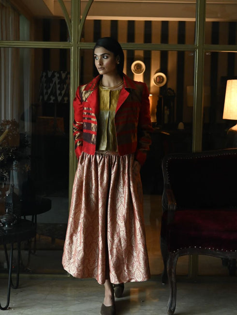 Noor red bomber jacket
