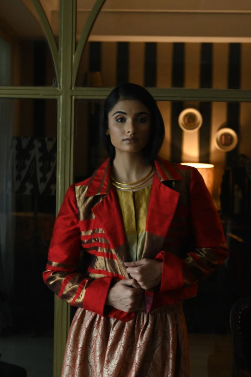 Noor red bomber jacket