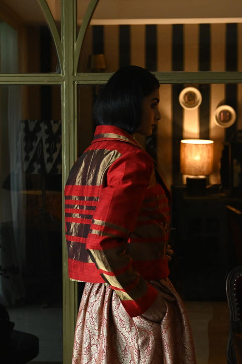 Noor red bomber jacket