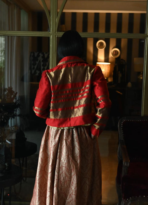 Noor red bomber jacket