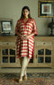 Noor red brocade shahi kaftan with chai beige nandini dhoti