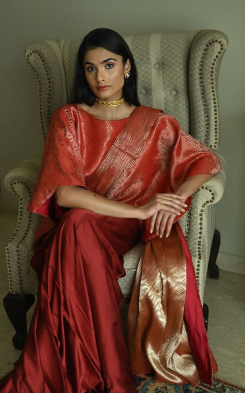 Noor red ready-to-wear sari