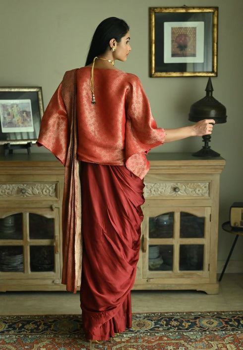 Noor red ready-to-wear sari