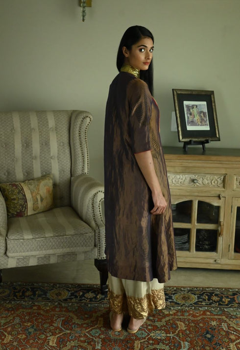 Noor royal plum banjara kurta with chai beige farshi pants