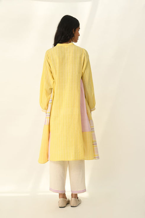 Obtegens yellow patchwork panel dress