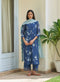 Ocean blue applique kurta set
