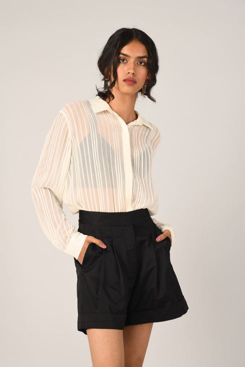 Odorata black pleated shorts