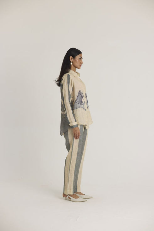 Off- white paws linen co-ord set