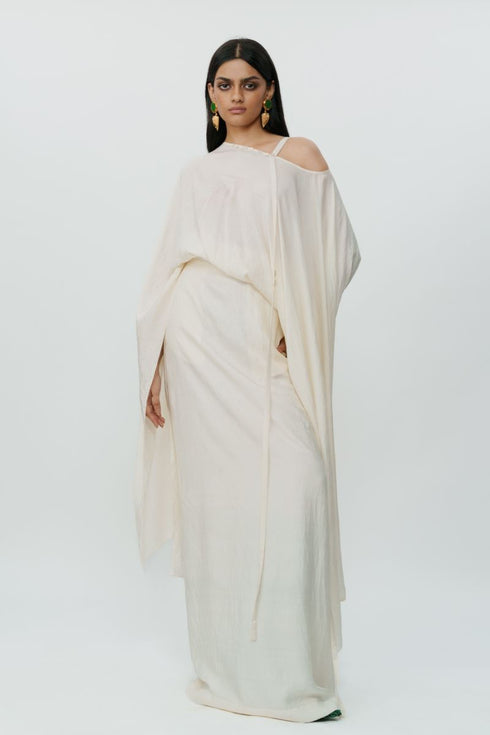 Off white flared sleeve top with long skirt