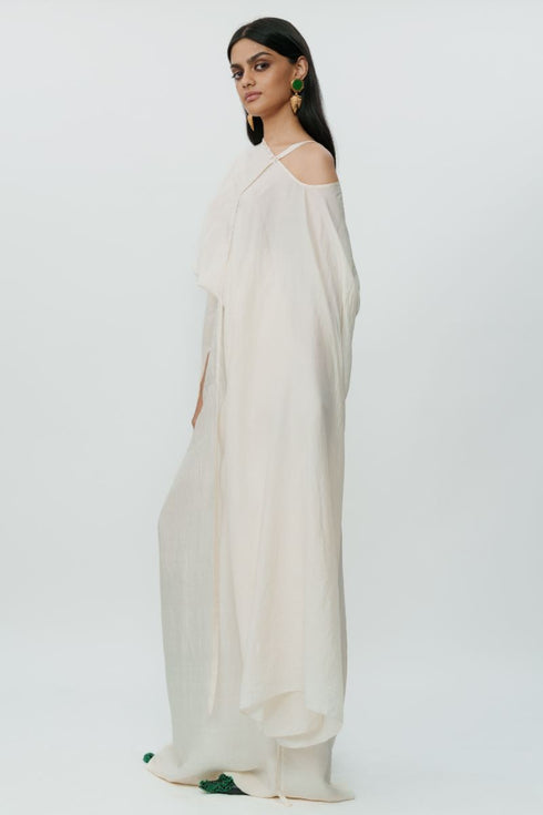 Off white flared sleeve top with long skirt
