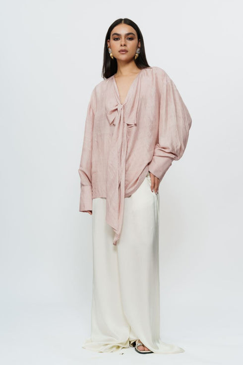 Old rose draped shirt