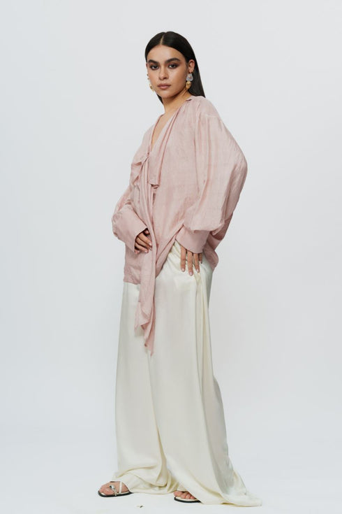 Old rose draped shirt