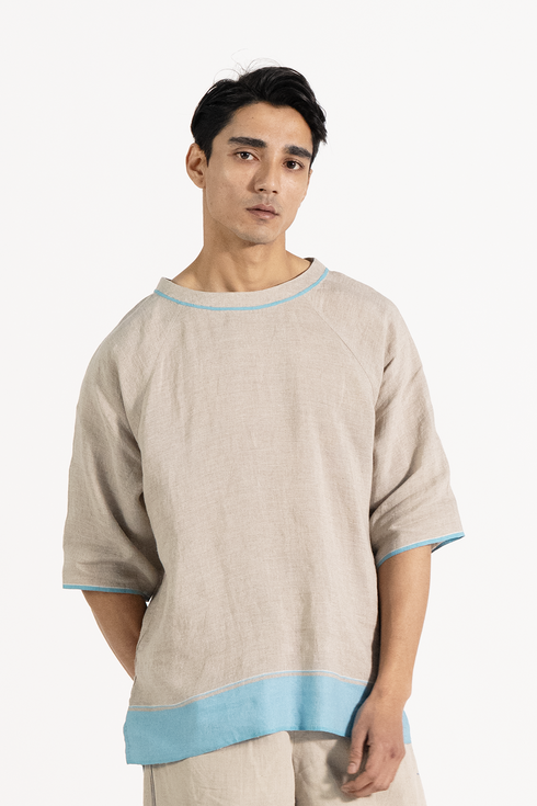 Ora beige and blue t-shirt