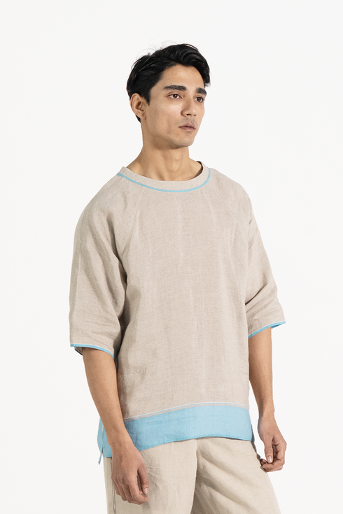 Ora beige and blue t-shirt