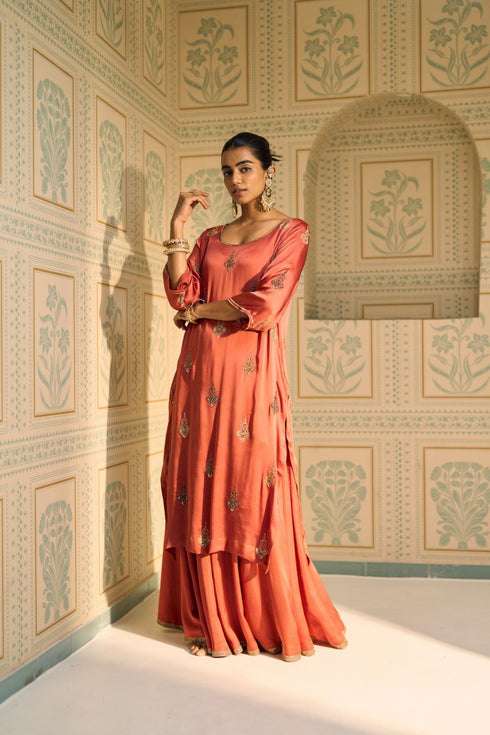 Orange chavi kurta with pants