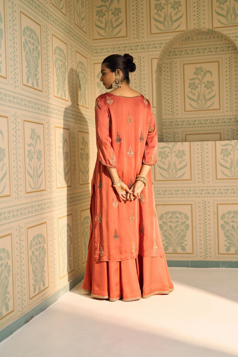 Orange chavi kurta with pants