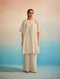 Orihime ivory box pleat applique kurta set