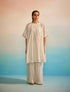 Orihime ivory box pleat applique kurta set