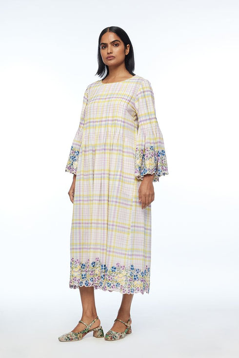 Oxyodon ivory check dress