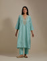 Padma aqua embroidered tunic with trousers-1