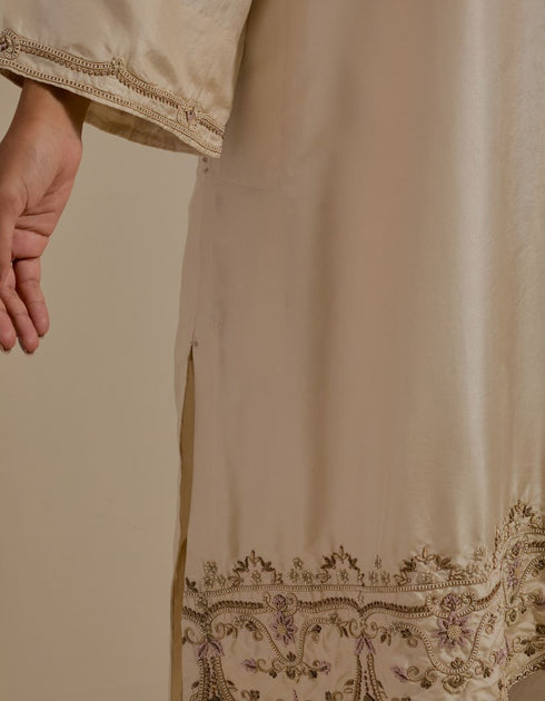 Padma champagne embroidered tunic with trousers-1