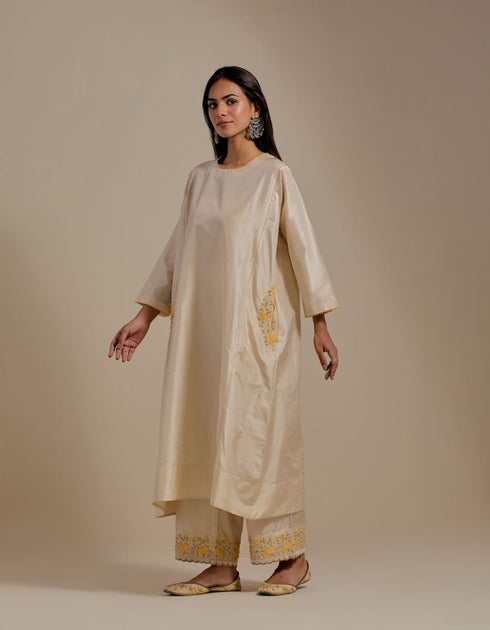 Padma champagne embroidered tunic with trousers-2