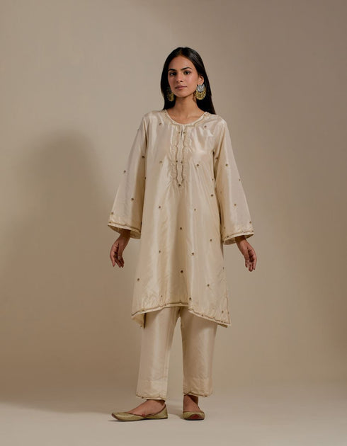 Padma champagne embroidered tunic with trousers-3