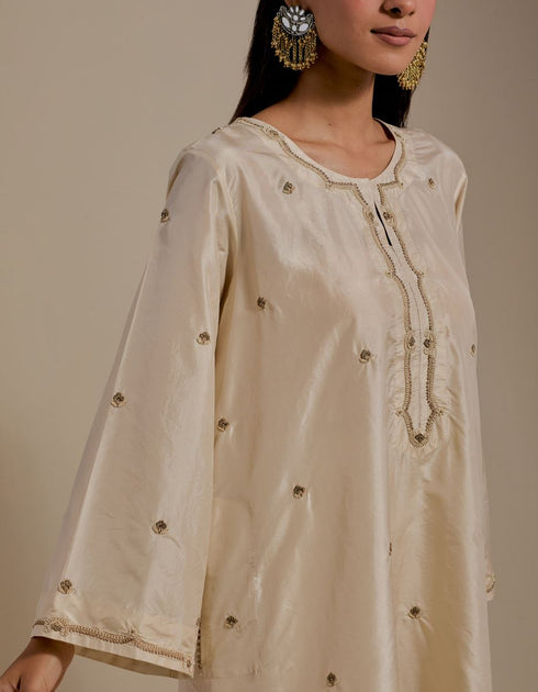 Padma champagne embroidered tunic with trousers-3