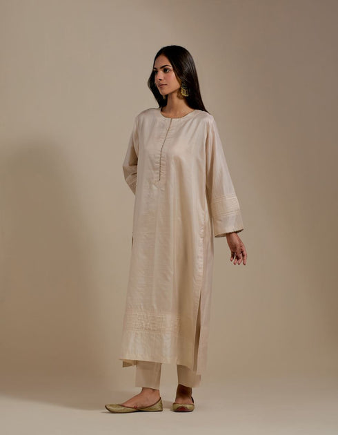 Padma champagne embroidered tunic with trousers-4