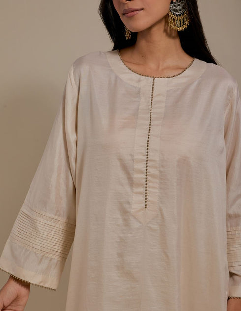 Padma champagne embroidered tunic with trousers-4