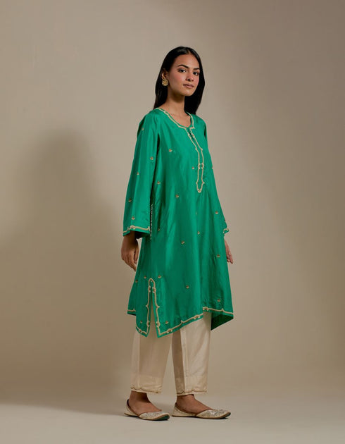 Padma green and champagne embroidered tunic with trousers-2