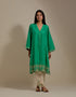 Padma green and champagne embroidered tunic with trousers-3