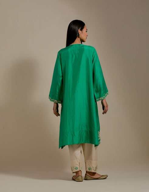 Padma green and champagne embroidered tunic with trousers-3
