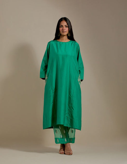Padma green embroidered tunic with trousers