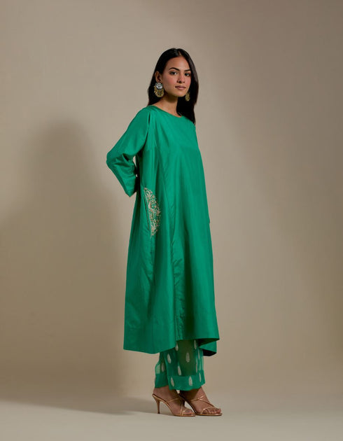 Padma green embroidered tunic with trousers