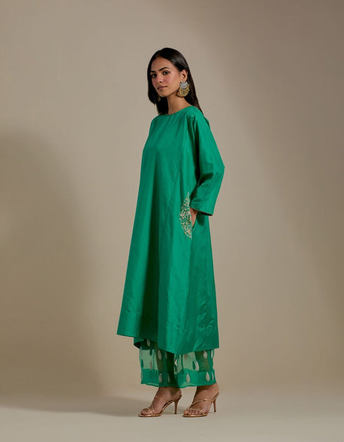 Padma green embroidered tunic with trousers