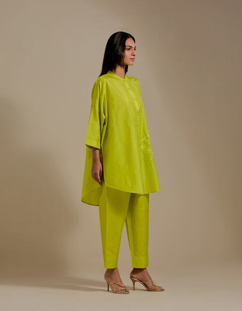 Padma lime embroidered tunic with trousers-2