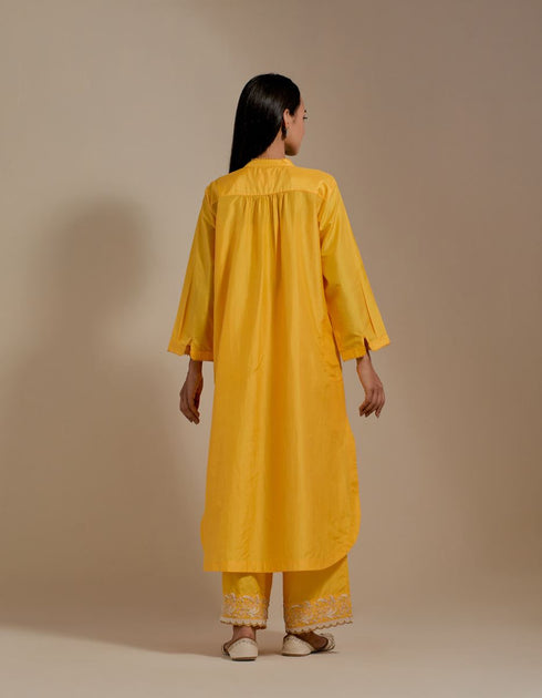 Padma mango yellow embroidered tunic with trousers-2