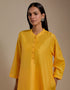 Padma mango yellow embroidered tunic with trousers-2
