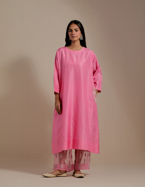 Padma pink embroidered tunic with trousers-1