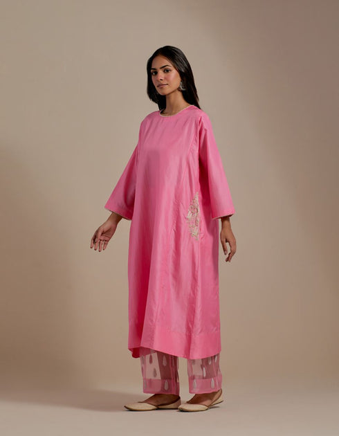 Padma pink embroidered tunic with trousers-1
