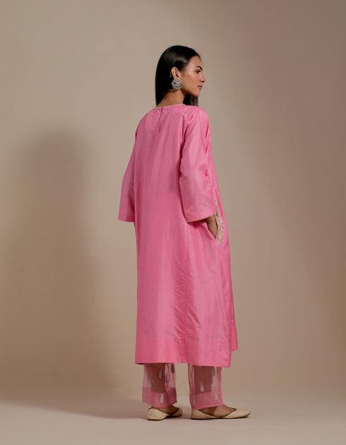 Padma pink embroidered tunic with trousers-1