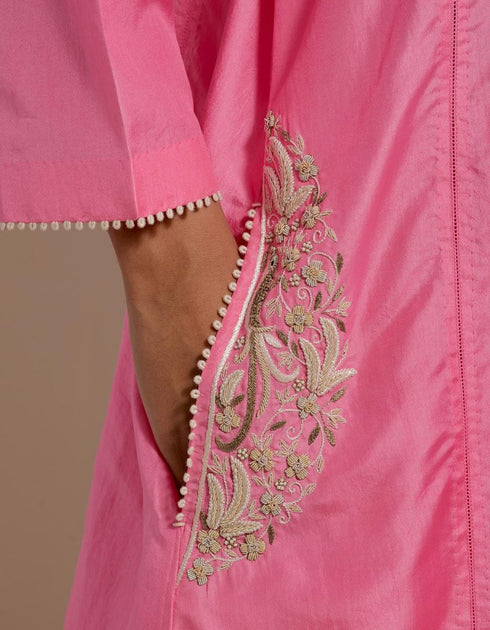Padma pink embroidered tunic with trousers-1