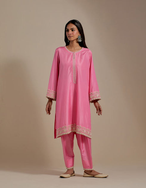 Padma pink embroidered tunic with trousers-4